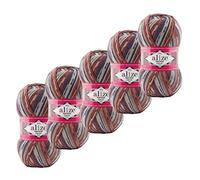 5x100g Sockenwolle Superwash Comfort 4-fädig Schurwolle Strumpfstrickgarn Farbauswahl