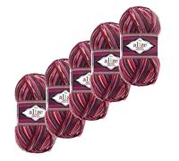 5x100g Sockenwolle Superwash Comfort 4-fädig Schurwolle Strumpfstrickgarn Farbauswahl