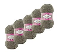 5x100g Sockenwolle Superwash Comfort 4-fädig Schurwolle Strumpfstrickgarn Farbauswahl, Farbe:207 beige-braun