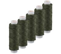 5x50m Leinen Garn Leinenzwirn Flachs Nähfaden robust strapazierfähig Farbwahl, Farbe:moosgrün