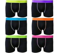 6/12 Paar Jungen Boxershorts Baumwolle Rich Designer Trunk Boxer Unterwäsche 5-13, 6er-Pack, Schwarz mit Neon-Band, Boxershorts, 11-12 Years
