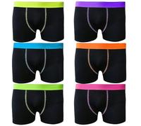6/12 Paar Jungen Boxershorts Baumwolle Rich Designer Trunk Boxershorts Unterwäsche 5-13, Boxershorts mit Neonband, Schwarz, 6 Stück, 7-8 Jahre
