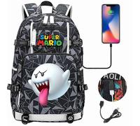 (6)"18" Super Mario 3D-Druck USB Jugend-Studentenrucksack - Reisetasche mit großer Kapazität für Männer