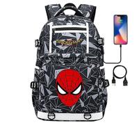 (6) 18 Zoll Super Hero Spider Man USB-Laptop-Rucksack für Jugendliche, Studenten, Männer und Frauen