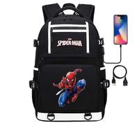 (6) 18 Zoll Super Hero Spider Man USB-Laptop-Rucksack - Jugend-Studentenrucksack für Männer und Frauen