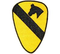 6,3 x 8,9 cm 1. Kavallerie Divison Pferd US Army Navy Academy Military US Air Force Academy Cavalry Marine Corps National Guard Logo Jacke Patch Aufnäher Aufbügler besticktes Schild Abzeichen Kostüm