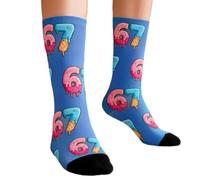 6 7 Socken Eiscreme | Lustige 6 7 Meme Socken | Weihnachts-Neuheit Ice Cream Six Seven Crew-Socken,Lustig-e Zahl Christmas Six Seven Feetwear, Lustige Geschenke Für , Mädchen, Männer Und Frauen