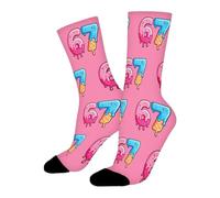 6 7 Socken für Kinder, Ice Cream 6, 7 Meme, lustige Six Seven Crew, Sport- und Spielsocken für Kinder im Alter von 4 bis 18 Jahren, Weihnachtsgeschenk für Jungen und Mädchen, Rosa, Large