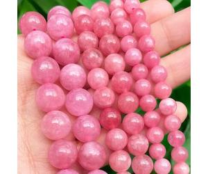 6/8/10mm Pink Jade Perlen, natürlich runde lose Spacer Perlen DIY Zubehör für Damen Schmuck Armband Ohrringe Herstellung Zubehör, 15 Zoll