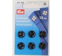 6 Annäh- Druckknöpfe ø 13mm schwarz