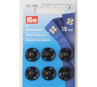 6 Annäh- Druckknöpfe ø 15mm schwarz