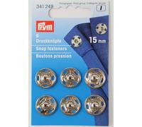 6 Annäh- Druckknöpfe ø 15mm silber