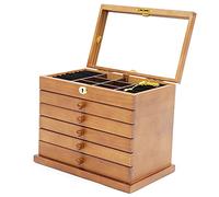 6 Ebenen Holz Schmuckkasten Schmuckschatulle Geschenkaufbewahrungsbox Schmuckschrank Mit Spiegel Und Schloss Für Schmuck, Ring, Halskette Und Uhren