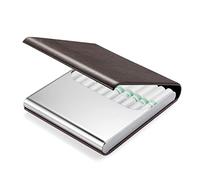 6 Farbe Zigarettenetui leder/ Metall Zigarettenschachtel mit Magnetverschluss Zigarettenetui für 10 Zigaretten Zigarettenbox Edelstahl ciagrette case Zigarettencase für Männer Frauen (kaffeecolor)