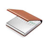 6 Farbe Zigarettenetui leder/ Metall Zigarettenschachtel mit Magnetverschluss Zigarettenetui für 10 Zigaretten Zigarettenbox Edelstahl ciagrette case Zigarettencase für Männer Frauen Geschenk (braun)