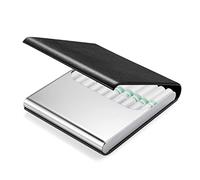 6 Farbe Zigarettenetui leder/ Metall Zigarettenschachtel mit Magnetverschluss Zigarettenetui für 10 Zigaretten Zigarettenbox Edelstahl ciagrette case Zigarettencase für Männer Frau（schwarz)