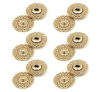 6 Metall-Druckknöpfe mit Blumendesign, 15 mm, 18 mm, 21 mm, 25 mm, 30 mm, hohl, zum Annähen, Aufdrücken, Nieten, Mantelknöpfe, goldfarben, 21 mm