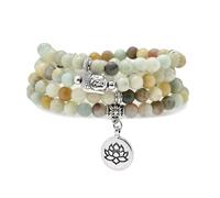 6 mm großes Armband aus 108 Mala-Perlen, Yoga-Zen-Halskette mit Buddha- und Lotus-Anhänger zum Beten (Amazonit (Amazonite))