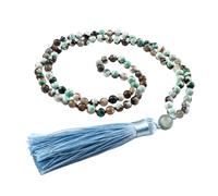 6 Mm Naturstein-Halskette Mit 108 Mala-Perlen Für Damen Und Herren. Lange Halskette Mit Natürlichem Edelstein Und Handgeknüpfter Quaste. Yoga-Meditations-Gebetsschmuck. Synthetischer Grüner Stei