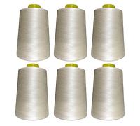 6 Nähgarnspulen (4.500 Meter/Rolle), hochbeständiges Polyestergarn, Garnspulen für Näharbeiten, (6 Stück, Creme 103-5000Y)