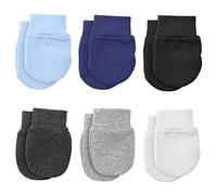 6 Paar Babyhandschuhe Baumwolle Fäustlinge Anti-Grab Fäustlinge für 0-6 Monate Baby Jungen und Mädchen(Blau, Marineblau, Schwarz, Grau, Dunkelgrau, Weiß)
