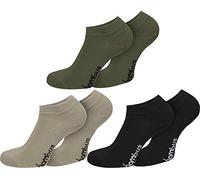 6 Paar Bambus Sneaker Socken Ohne Gummidruck - in Verschiedenen Designs - Weiches, Atmungsaktives Material für Optimalen Komfort Farbe Dunkelkhaki/Khaki/Schwarz Größe 47/50