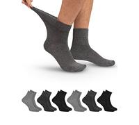 6 Paar Diabetiker Kurzschaft Socken für Damen und Herren, ohne drückenden Gummibund Grau Mix Gr. 39-42