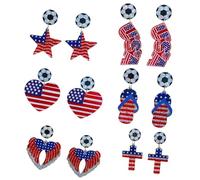6 Paar Football Schmuck Ohrringe „Americans Prides “ in rot weiß blauem Farbschema für baumelnde Damen Ohrringe