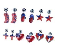 6 Paar Football Schmuck Ohrringe „Americans Prides “ in rot weiß blauem Farbschema für Damen Sportfan Schmuck