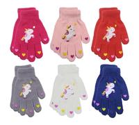 6 Paar Kinder-Vollfingerhandschuhe, Warme Winterhandschuhe, Gestrickte Elastische Handschuhe, Süße Cartoon-Handschuhe, Geeignet Für Jungen Und Mädchen Im Alter Von 5-11 Jahren(Zufällige farbe)