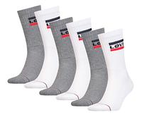 6 Paar Levis 144NDL Regular Cut SPR Unisex Socken Strümpfe 902012001, Farbe:062 - white/grey, Socken & Strümpfe:35-38