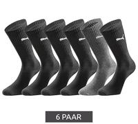 6 Paar PUMA Crew-Socken dickere Business-Strümpfe mit gepolsterten Fußbereich Baumwoll-Socken atmungsaktive Alltags-Socken lange Strümpfe extra weicher Bund 701224759 001 Schwarz/Anthrazit 35-38