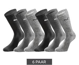 6 Paar PUMA Crew-Socken dickere Business-Strümpfe mit gepolsterten Fußbereich Baumwoll-Socken atmungsaktive Alltags-Socken lange Strümpfe extra weicher Bund 701224759 002 Schwarz/Anthrazit/Grau melier