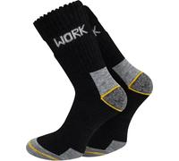 6 Paar Stabile Arbeitssocken Herrensocken Worker Socks für Herren mit Wolle oder Baumwolle für Sommer und Winter Farbe Schwarz/Grau/Gelb - Wolle Größe 39-42