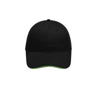 6 Panel Brushed Sandwich Cap "MB6212" - myrtle beach Black/Lime-Green