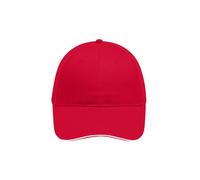 James & Nicholson 6 Panel Sandwich Cap gebürstet MB6212, rot/weiß, Einheitsgröße (Anstoßkappe & Schutzmütze)