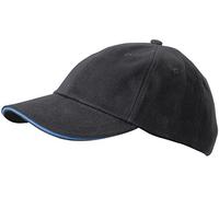 6 Panel Raver Bicolor Sandwich Baseball Cap in Heavy Brushed Cotton mit Metallschnalle zur Grössenverstellung in 16 Farbkombinationen ( Einheitsgrösse ) Graphit-Aqua