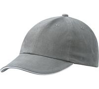 6 Panel Raver Bicolor Sandwich Baseball Cap in Heavy Brushed Cotton mit Metallschnalle zur Grössenverstellung in 16 Farbkombinationen ( Einheitsgrösse ) Dunkelgrau-Weiss