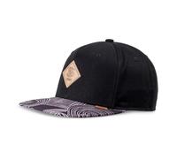 6 Panel Snapback Cap MA Pattern Rev. - Black