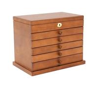 6 Schichten Schmuckkasten Holzschmuckbox mit Spiegel Schmuckaufbewahrung Schachtel Abschließbar Aufbewahrungsbox mit Schlüssel Holz Schmuckkoffer für Ohrringe, Halsketten, Armbänder, Uhren, Ringen
