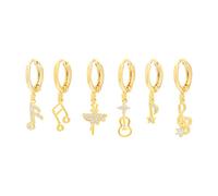 6 St?k Hoop Dangle Ohrringe Frauen Musiknote aufklappbare Anh?ger Ohrringe langkettige Ohrringe Ohrringe Engel