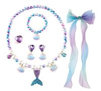 6 Stk Meerjungfrau Schmuck Set für Mädchen, Meerjungfrau Kinderschmuck Halskette, Ringe, Armbänder, Ohrring, Haarnadel, für Kinder Mädchen Party Geburtstaggeschenk