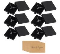 6 Stück 8× 8× 1,7 cm Keine Geschenkbox mit Karten Halskette Armband Schmuckschachtel mit Deckel, Geschenkschachtel für Ohrringe, Halskette, Armband(Schwarz)