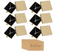 6 Stück 8× 8× 1,7 cm Keine Geschenkbox mit Karten Halskette Armband Schmuckschachtel mit Deckel, Geschenkschachtel für Ohrringe, Halskette, Armband(Kraft)