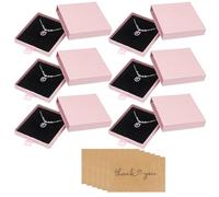 6 Stück 8× 8× 1,7 cm Keine Geschenkbox mit Karten Halskette Armband Schmuckschachtel mit Deckel, Geschenkschachtel für Ohrringe, Halskette, Armband(Rosa)