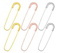 6 Stück 8 cm lange extra große Sicherheitsnadeln aus Metall robuste große Deckennadeln starke Kleidung Bastelnadeln für Leder, Canvas, Röcke, Kilts, Nähen, Quilten, 3 Farben