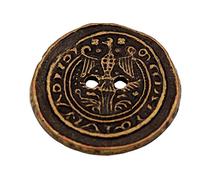 6 Stück, antik wirkende, messing, 2 Loch Metall Knöpfe mit Adler Motiv, flach, made in Germany, in 3 Größen erhältlich Metallknöpfe (23mm)