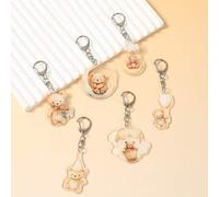 6 Stück braune Bär Acryl Schlüsselanhänger, braunes Bär Muster 1. Geburtstags Party Schlüsselanhänger, Baby Shower Deko Schlüsselanhänger, Acryl Dekor