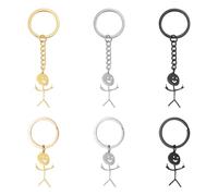 6 Stück Edelstahl-Mittelfinger-Schlüsselanhänger, Lustiger Charakter-Schlüsselanhänger, Auto-Schlüsselanhänger-Anhänger, Lustiges Geschenk Für Freunde.