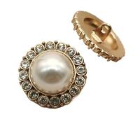 6 Stück goldene Perlen-Strassknöpfe, stilvolles Nähzubehör, Knöpfe, Hemd, Damen, Windjacke, Metallknöpfe für Kleidung, Golden, 15mm 6 Stück